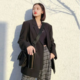 Autumn Design Temperament Suit Jacket Women Loose Black Blazer Khaki Tailored Coat Korean Office Lady Overwear