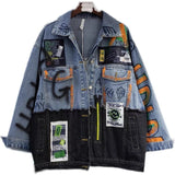Cloth Stitching Denim Mid-length JacketOutfit