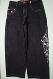 Jeans Women Hip Hop Retro Skull Embroidery Washed Baggy Jeans Harajuku New Straight Casual Loose Wide Leg Pants