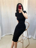 Women Summer One Piece White Midi T-Shirt Dress Bodycon Female 2022 Fashion Clothes