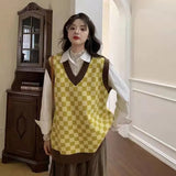 Women's Knitted Vest Oversize Sweater Korean fashion V-Neck Pullover Sleeveless Women's