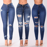Mid Waist Ripped Slim Fit Skinny