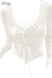 V-Neck Knitted Sweater Pullover Basic Long Sleeve Slim Fit T-shirt Female Autumn Winter Jumpers Top Y2K Women