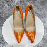 orange concise 12cm 10cm 8cm super high heels pointed toe customize handmade work party wedding lady pumps QP179