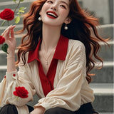 French Chiffon Shirts Spring 2025 New Chic Long Sleeve Clip