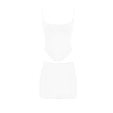 Women Corset Bandage 2 Two Pieces Sets 2022 New Summer Sexy Sleeveless Crop Top & Mini Skirt Bodycon Elegant Club Party