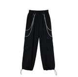 Elastic Waist Loose Cargo Pants Hip Hop Streetwear Cargo Black Casual Punk Harem Pants with