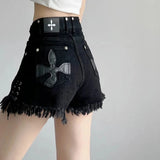 5Xl Bandage Denim Shorts Women Drawstring Tassel Jeans Shorts Summer Streetwear High Waist Casual Plus Size Short