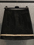 Size Fall Winter French Vintage Fragrance Tweed Two Pieces Sets Office Ladies Elegant Luxury Cardigans+skirts Sets