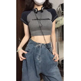 Vintage Raglan Short Sleeve Crop TopOutfit