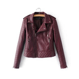 Women Spring Autumn Faux Leather Jackets Lady Motorcyle Zipper Biker Blue Coat Outerwear Plus Size Za Jacket Female