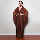 Solid V-neck Batwing Sleeve Plus Size Loose Maxi Dress For Women Summer Beach Wear Kaftan Long Bathing Dresses