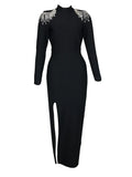 Dress Women Summer Autumn Winter Long Sleeve Beading Backless Maxi Dress Elegant Sexy Party Club