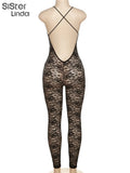 Summer Sexy Mesh Jumpsuit Women Sleeveless V-Neck Skinny Backless Bodycon Ope Piece Playsuits Lady Clubwear
