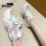 Women Sneakers Slippers Breathable Mesh Casual Mules Shoes Female Fashion Sneaker Lace Up Leisure Women Vulcanize