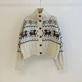 Buttoned Retro Printed Cardigan- Outfit