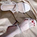 summer stiletto heels, bright diamonds, rhinestones, one word belt sandals, feminine high heels, 8CM crystal