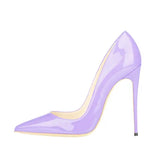 Women Pumps Light Purple Patent Leather Pointed Toe Women Shoes High Heel 12 cm Stiletto Party Shoes Women QP017