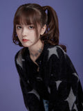 Fashion Graphic Knitted Sweater Woman Harajuku Sweet Oversized Cropped Tops Off Shoulder Casual Loose Jumper