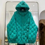 Women 2023 Autumn winter Hooded down jacket Oversized Solid Fashion Pockets Long sleeve puffer coat