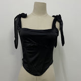 Zingj Summer Bundle Waist Show Back Strap Top Female Feeling A Word Collar