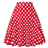 Dot 50s Vintage Woman Tunic Skirt High Waist Pleated Midi Retro Clothing Summer Audrey Hepburn Chic Swing Beach