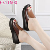 Woman Platform Flip Flops 2021 New Summer Women Genuine Leather Slipper High Heel Shoes Women