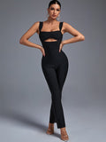 Out Bandage Jumpsuit Black Bodycon Jumpsuit Evening Party Elegant Sexy Birthday Club Outfit 2022 Summer New