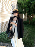Xixi 2025 New Retro Long Sleeve Small Suit Short Jacket Loose Casual Suit