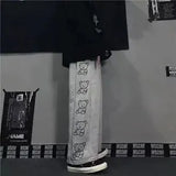 straight print women's pants Korean version ins elastic waist loose wide-leg mopping pants street hip-hop ulzzang