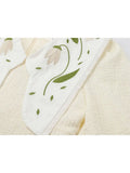 Women's Dress Long Sleeve Embroidery Chic Peter Pan Collar Mini Dresses Female Vintage Elegant High Waist A-line Frocks