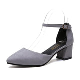 Pumps for Women Buckle Ankle Strap Red Bottom Heels Woman Leather Party Office Dress Shoes Plus