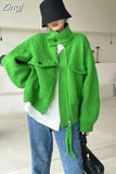 Vintage Knitted Cardigan Jacket Women Korean Style Streetwear Casual Loose Long Sleeve Sweater Knit Coat Woman