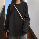 Basic Black T-shirts Long Sleeve Oversized Harajuku Korean Fashion Hippie White T Shirt Female Solid Solor Harajuku