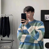 Style Striped Sweater Male O-Neck Pullovers Sweater for Men Loose Casual Sweater Oversize Knitted Couple Outfit