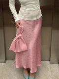 Satin Floral Midi Skirt- Outfit