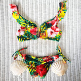 Bikini Set Women Swimwear Push Up Swimsuit Top Solid Bottom Print Brazilian Biquini Bathing Suit Swim Wear