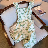 Summer Sleeveless Fashion Baggy Elegantt Flying Sleeve A Line Strap Fashion Cute Midi Dresses Ins Hot Vestidos