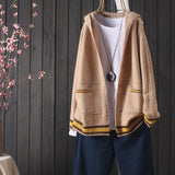 women's 2021 autumn new hooded knitted cardigan Korean style small fresh button sweater outer top