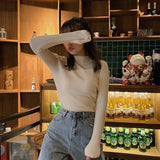Harajuku Half High Collar Y2k Knitted Sweaters Women Autumn Winter Solid Colors Slim Pullovers Female Casual Korean