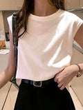 Summer New Sleeveless Vests 2022 Women Solid Color O-Neck Simple Tops All-match Daily Quality's