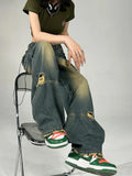 Hhole High Waist Jeans For Women Wide Leg Denim Pants Baggy Harajuku Jeans Mom Streetwear