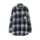 2021 Vintage Plaid Shirts Women oversized shirts Female Blouse Tops plus size clothing Long Sleeve