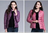 New Winter Women Down Jacket Ultra Light 90% White Duck Down Double Side Coats Short Design Slim Warm