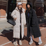Solid Color Long Straight Winter Coat Casual Women Parkas Clothes Hooded Stylish Winter Jacket Female