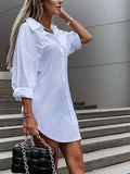 Linen Breasted Mid-length Sleeve Loose