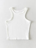 Summer Women Solid Knit Short Tank Tops Strethy Cropped