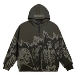 Print Hoodie Women Harajuku Vintage High Street Goth Sweatshirt Ladies Loose Zip Jacket Women's Tops Hoodies