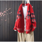 knitted cardigan women's sweater retro soft top autumn and winter new loose casual embroidery buttoned