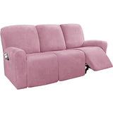2 3 Seater Velvet Recliner Sofa Cover Elastic Split Design Relax Sofa Slipcover Solid Lounge Armchair Covers With Side